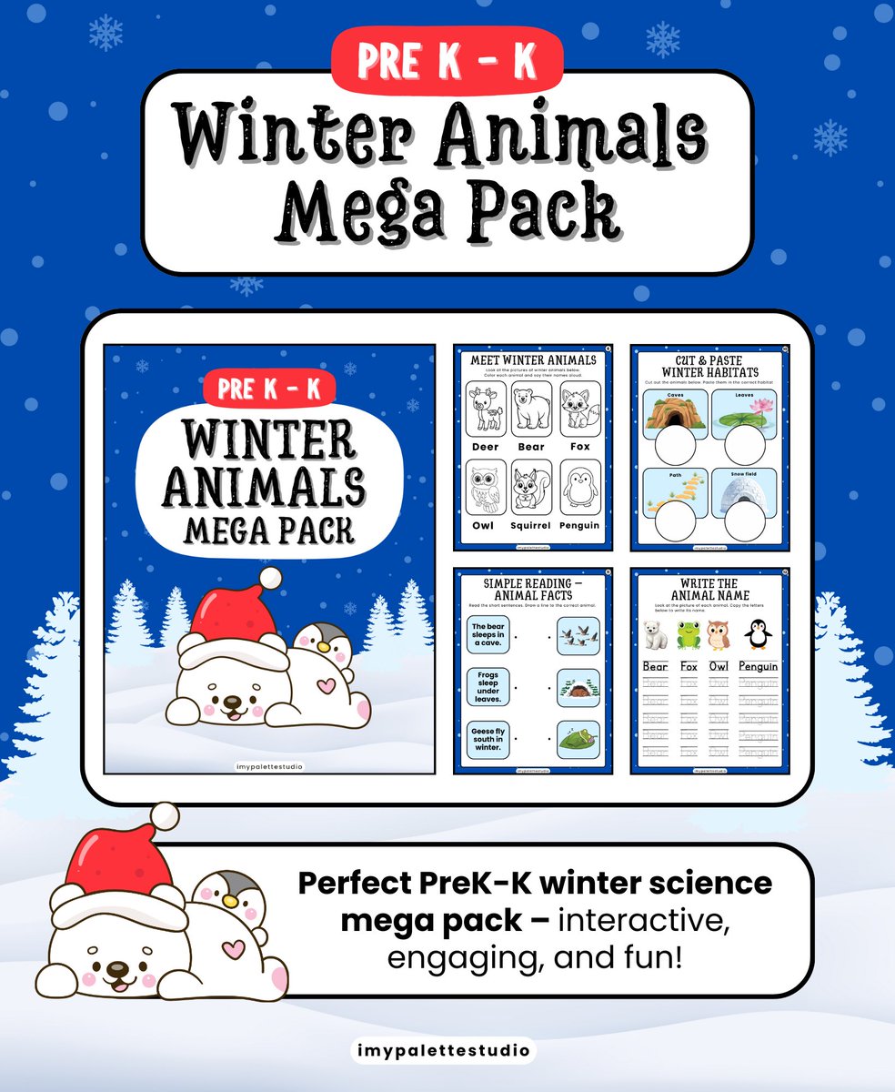 imypalettex's tweet photo. 🦊Get PreK-K winter animal activities encouraging science literacy and vocabulary growth ❄️✏️

AVAILABLE NOW ON TPT
🔗 https://t.co/xRPFCphAN4

#TPT #imypalettestudio #VocabularyGrowth #WinterAnimals #PreKLearning #ScienceLiteracy #EarlyYears https://t.co/dUt0Sec2vo