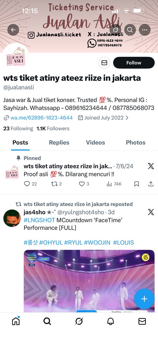 bumelodyk's tweet photo. ⚠️ DAYOR/SCAMMER ⚠️

Fatimatu Zahro
fatimatuzahra03@gmail.com
+62 087785068073 / +62 089616234644
@/jualanasli 
@/sayhizah (insta)

Deb/Debie
+62 08119182811

ATEEZ IN YOUR FANTASY IYF JAKARTA JKT CONCERT ATINY VIP TICKET WTS WTB WTT https://t.co/h3Ieys0TeJ