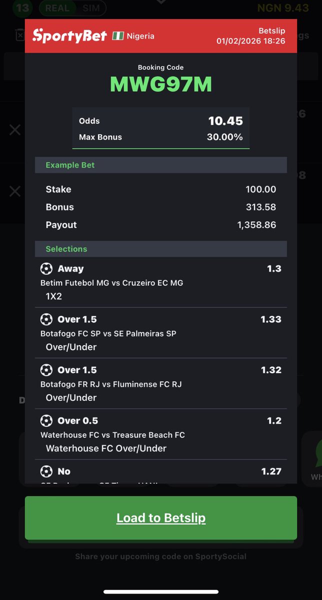 GEF7HB

MWG97M

 night game please if you have edit on this game kindly drop with all due respect 🫡 ❤️
Please drop 10 odd from this two game please 🙏 I always love knowing no body perfect 👍 our view are different I may see 6 and yours might be 9
2mrw morning d givaway go stat