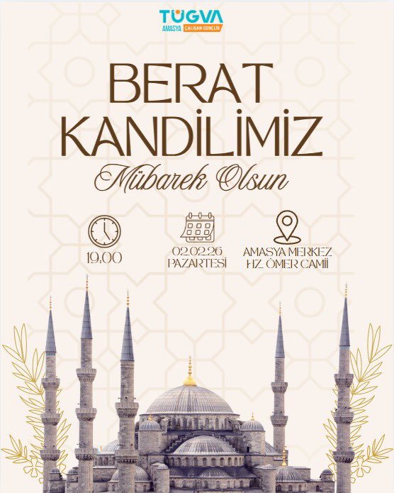 "Berat Kandili’nin rahmeti ve bereketiyle tüm kalbinizin aydınlanmasını dileriz. Bu mübarek gecede, Rabbim günahlarımızı affetsin, dualarımızı kabul etsin ve sevdiklerimizle birlikte huzur dolu anlar yaşamayı nasip eylesin.🙏