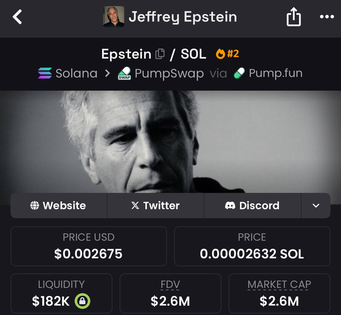 <a href="/0xSweep/">Sweep</a> because people refuse to rally…. for whatever reason… one of the most talked about things rite now is Epstein … been casually dropping thought on $EPSTEIN …. imo this has the potential to be larger than pnut penguin etc… why? partially because it involves a lot of the people