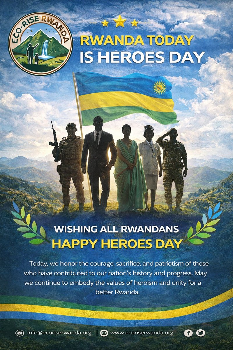 agro_forest01's tweet photo. Happy Heroes' Day to all Rwandans! 🌟 Today, we honor the bravery and sacrifices of our national heroes who fought for our nation's liberation and prosperity. Let's celebrate their legacy and strive to emulate their courage and patriotism. #HeroesDayRwanda #RwandaHeroes https://t.co/kOO0qvJJPI