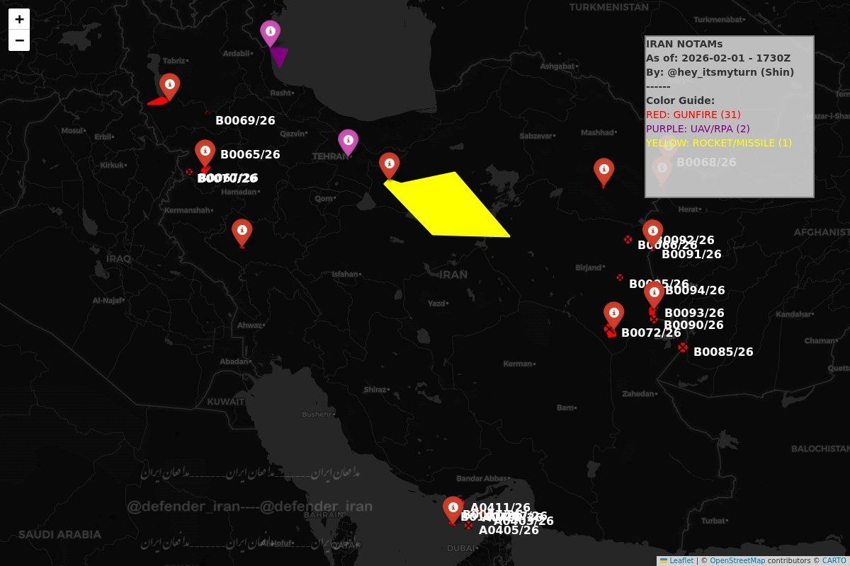 IRIranTrends's tweet photo. 🚨 URGENT - NOTAM issued in Iran's sky - A no-fly zone has been declared over a large portion of the airspace of Semnan province (home to the IRGC's mysterious aerospace/missile tests)! https://t.co/d3WJqJWqMZ