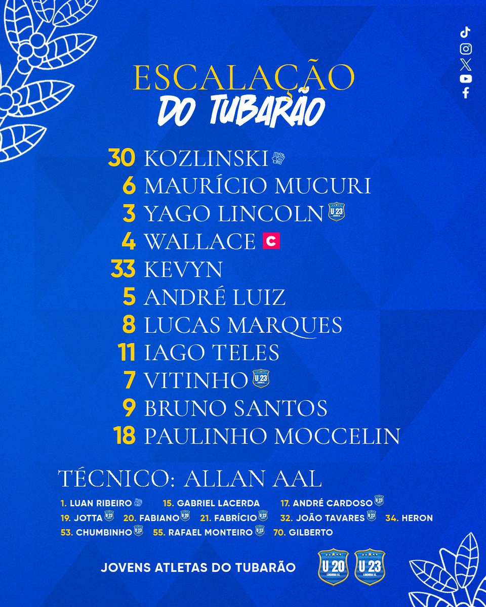 📝⚽️ TUBA ESCALADO! O Londrina EC está pronto para enfrentar o São Joseense, pela partida de ida das quartas de final do Campeonato Paranaense, no Estádio Couto Pereira, em Curitiba-PR! Vamos pra cima! 🩵

#VamosPraCimaTubarão #LondrinaEC #Tubarão #SJOxLEC #Paranaense2026