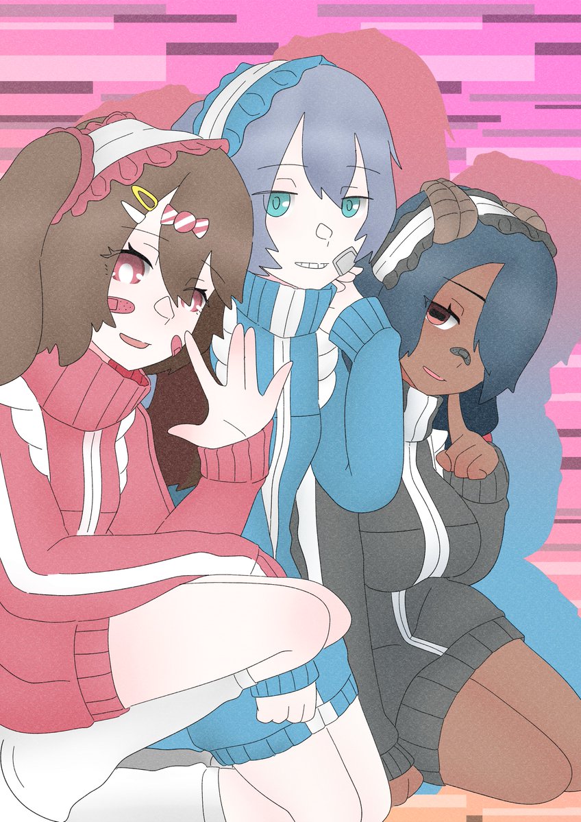 idoumatutake_id's tweet image. 大麦白夜さん@omugiBY宅の一愛さん＆カルスくん＆エキドナさん
ジャージメイドで複数描いたら地下ドルっぽくなった
なった…？