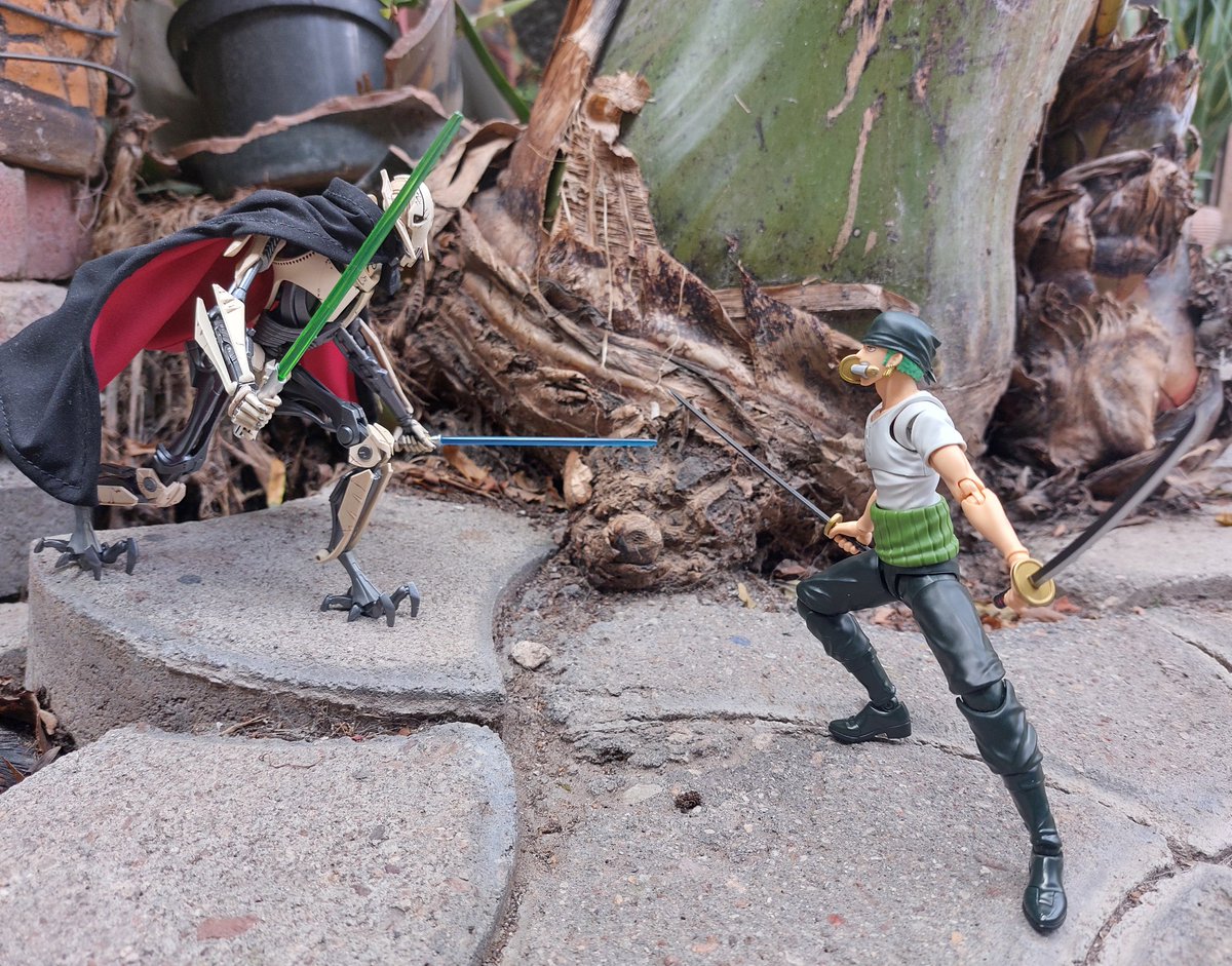 ParasiteDreamer's tweet photo. Decided to take a bunch of photos of My S.H. Zoro against other swordfighter figures
First one i felt like trying was @5ukku5 S.H. Grievous

And they came out really well

#StarWars 
#ONEPIECE https://t.co/FnVK5xZpZt