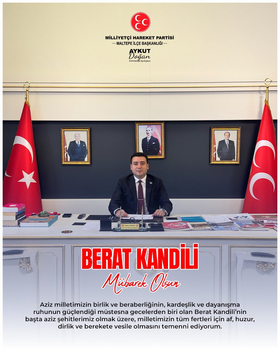 Aziz milletimizin birlik ve beraberliğinin, kardeşlik ve dayanışma ruhunun güçlendiği müstesna gecelerden biri olan Berat Kandili’nin;
başta aziz şehitlerimiz olmak üzere, milletimizin tüm fertleri için af, huzur, dirlik ve berekete vesile olmasını temenni ediyoruz.
<a href="/aykutdogan91/">Aykut DOĞAN</a>