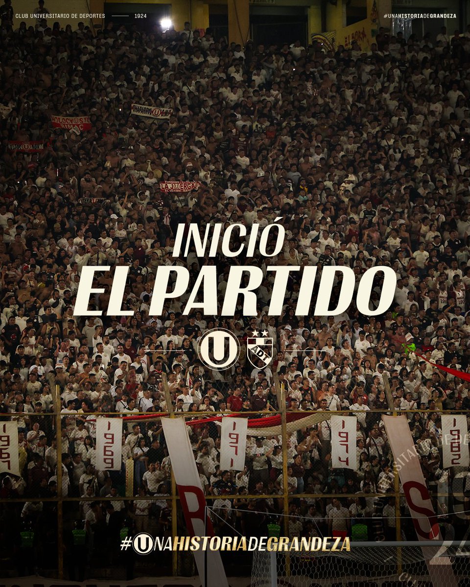 ⏱️ | 𝗘𝗠𝗣𝗘𝗭𝗢́ 𝗘𝗟 𝗣𝗔𝗥𝗧𝗜𝗗𝗢 𝗘𝗡 𝗘𝗟 <a href="/Monumental_U_/">Estadio Monumental Ⓤ Marathon</a>

⚽  Universitario 0-0 ADT
 
#UnaHistoriaDeGrandeza