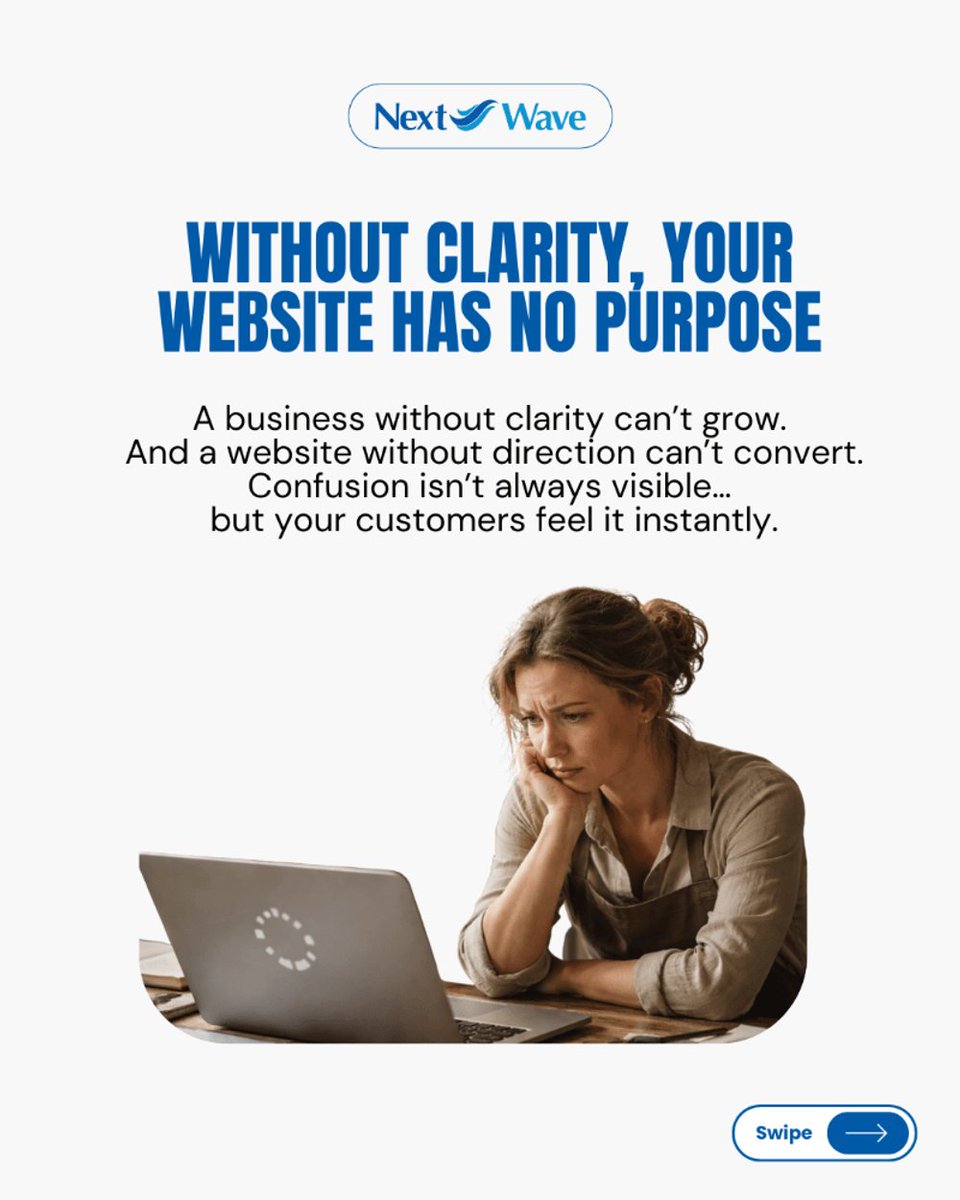 nextwaveassist1's tweet photo. Without Clarity, Your Website Has No Purpose.

A site without strategy can’t support your business. When messaging &amp; design align, everything changes.

If your online presence feels outdated, rebuild with intention. Turn it into an asset. Ready for clarity and growth? Book now. https://t.co/PIYuLGC7C6