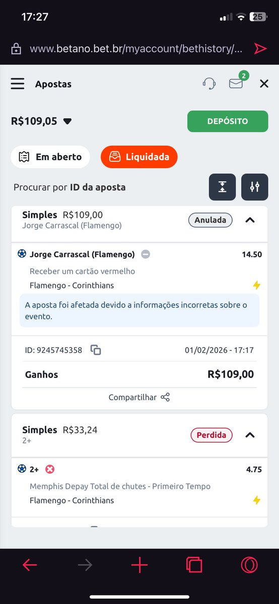 MARCOLACRVG's tweet photo. @liberta___depre @ColunadoFla Olha a aposta q a betano anulou @Betano_BR https://t.co/jdPp7NOclT
