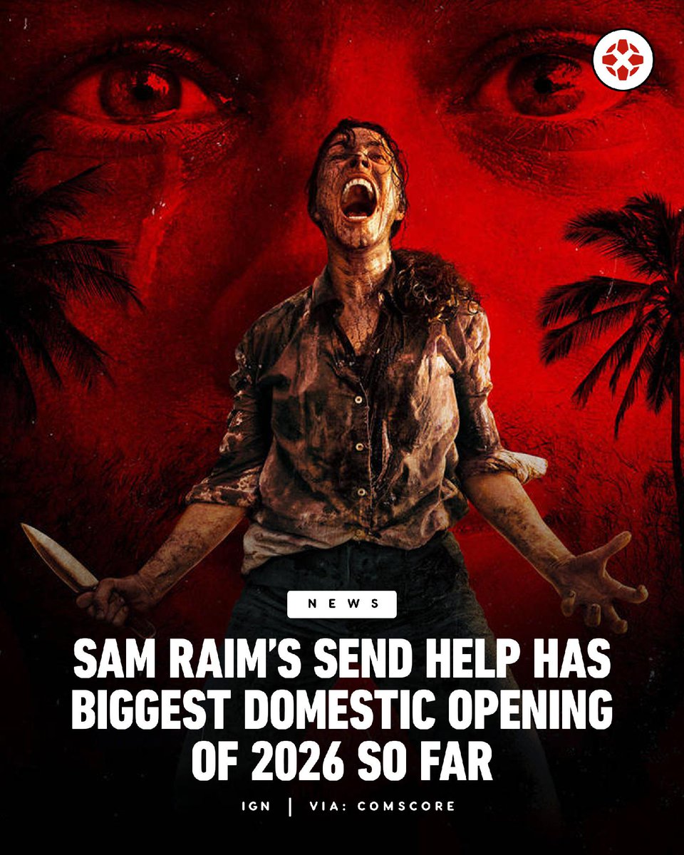 IGN's tweet image. Sam Raimi's Send Help has cemented its place as the biggest domestic opening of 2026 so far, amassing $20 million.