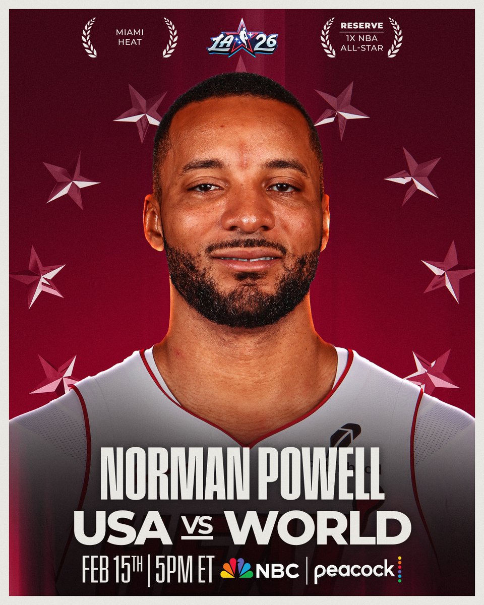 NBAAllStar's tweet image. Making his 1st NBA All-Star appearance... Norman Powell of the @MiamiHEAT.

Drafted as the 46th pick in 2015 out of UCLA, @npowell2404 is averaging 23.0 PPG, 3.7 RPG and 2.6 APG for the Heat this season.
