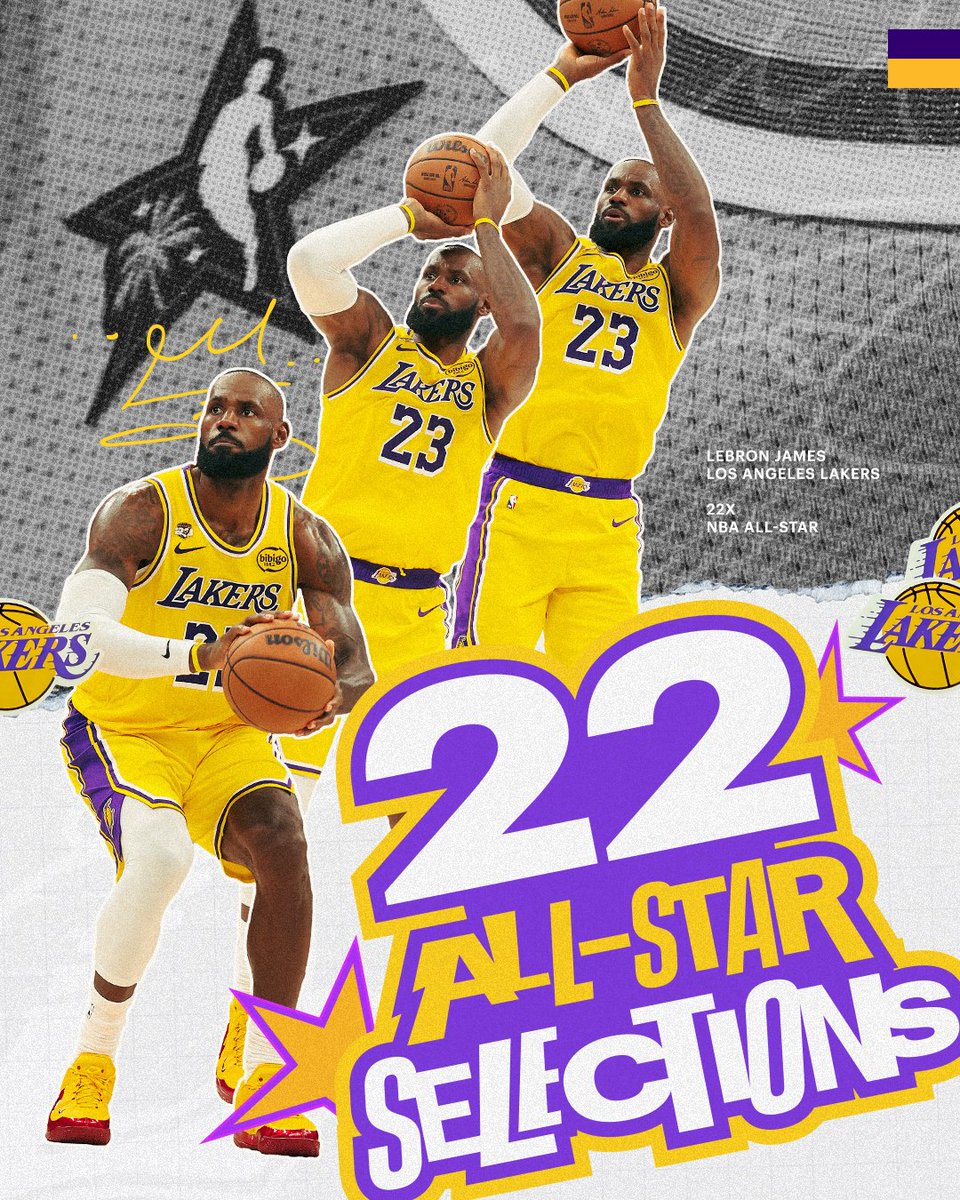 Lakers's tweet image. For the 22nd time, LeBron is headed to NBA All-Star ⭐️