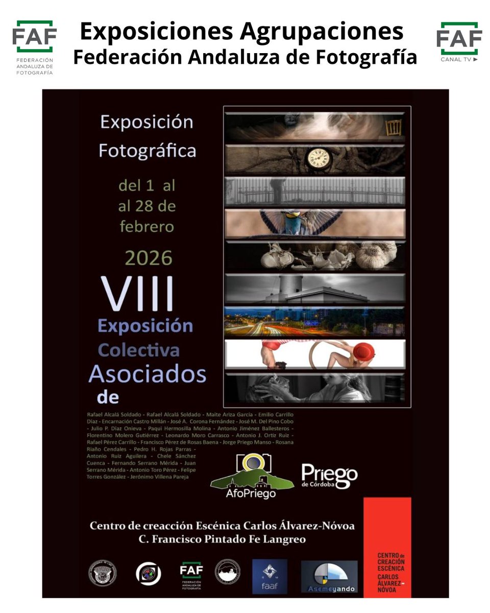 FAF_fotografia's tweet photo. 📷 VIII Exposición Colectiva de AFOPRIEGO
📷 Del 1 al 28 de febrero de 2026
📷 Centro de Creación Escénica Carlos Álvarez Novoa, La Felguera
#FIAP #CEF #FAF #FAAF #Asemeyando https://t.co/o7xMcyV7xm