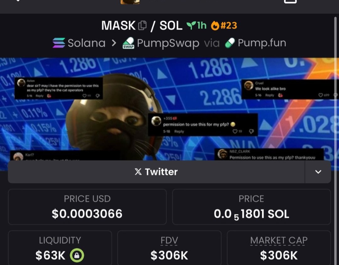 $MASK went from $41K to $306K market cap — that’s a  gain!

We keep flipping low caps in my TG.
Follow ✅ Join the TG — next gem drops soon

#Solana #memecoin
