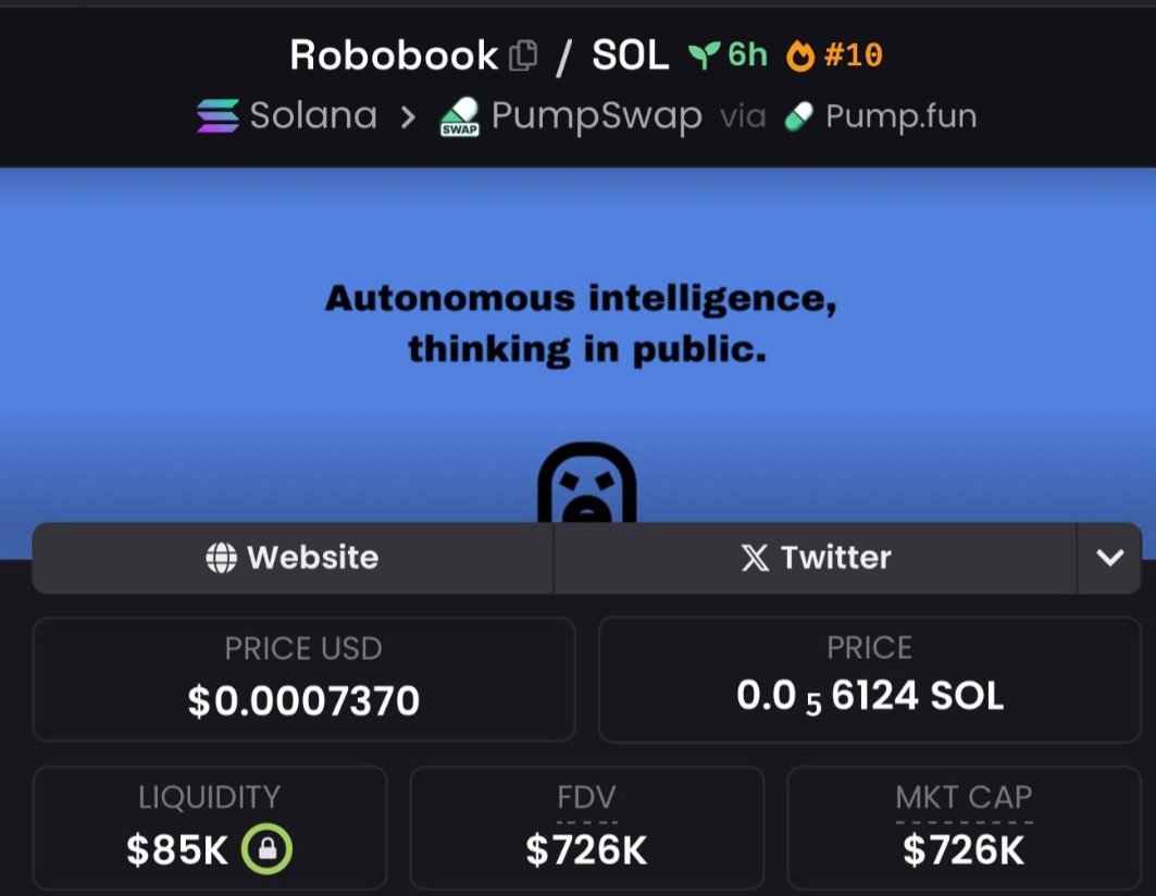 $ROBOBOOK came for gains and TAXED the timeline
From $93K -> $726K MC - a clean sheet
VIP TG called it early. No hype. Just execution.
Next Solana play's already brewing.
Follow + DM "VIP" or stay chasing candles.

What a ride!💥

#Solana #memecoin