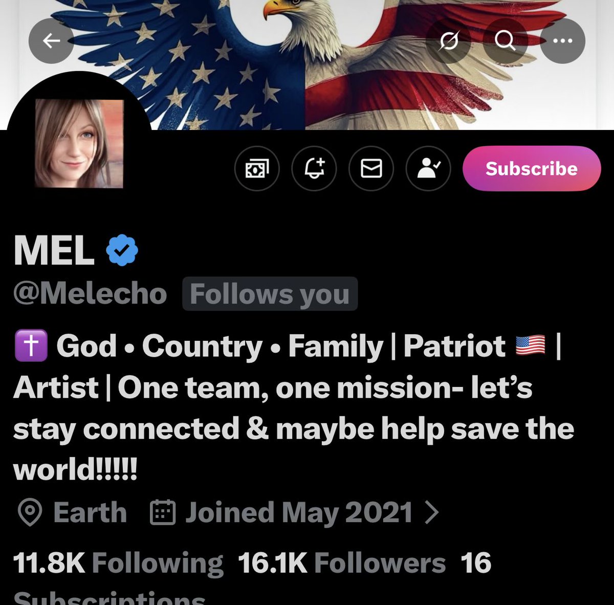 SUPER SUNDAY SHOUT OUT
# 4
Following my good  friend Mel on X always makes me smile. 
        <a href="/Melecho/">MEL</a> 
A  Floridian she’s a woman who loves her God, family, and country. 
Her posts are funny and heartfelt.  You won’t find many as nice as Mel on X 
Follow &amp; repost Mel