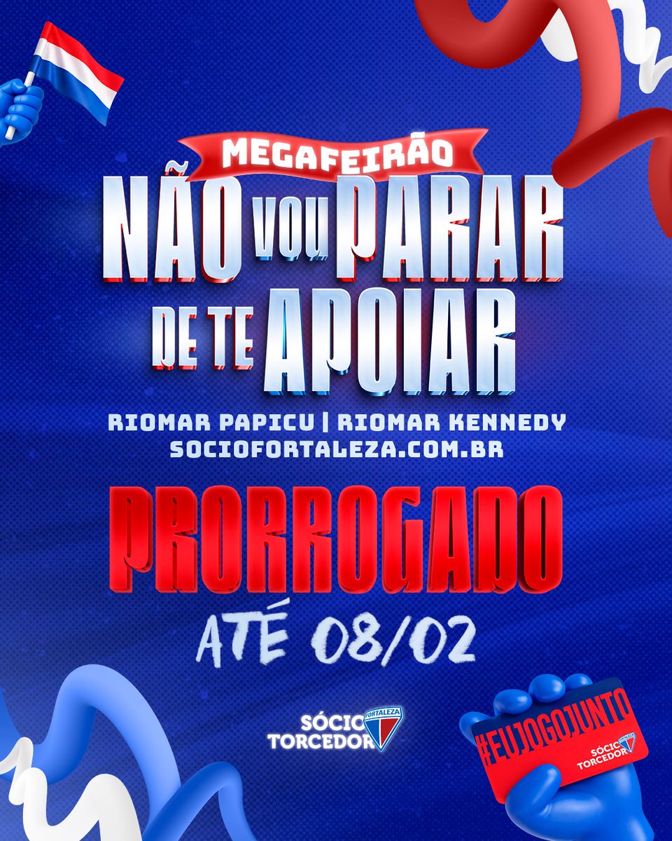 FortalezaEC's tweet image. O MEGAFEIRÃO do Sócio Fortaleza foi prorrogado! 🤩

Agora você tem até 08/02 para fazer sua adesão ou renovação com até 55% OFF.

📍 RioMar Fortaleza e RioMar Kennedy
💻 sociofortaleza.com.br

Aproveite a oportunidade e seja Sócio(a) a partir de R$40,00 por mês! 🦁…