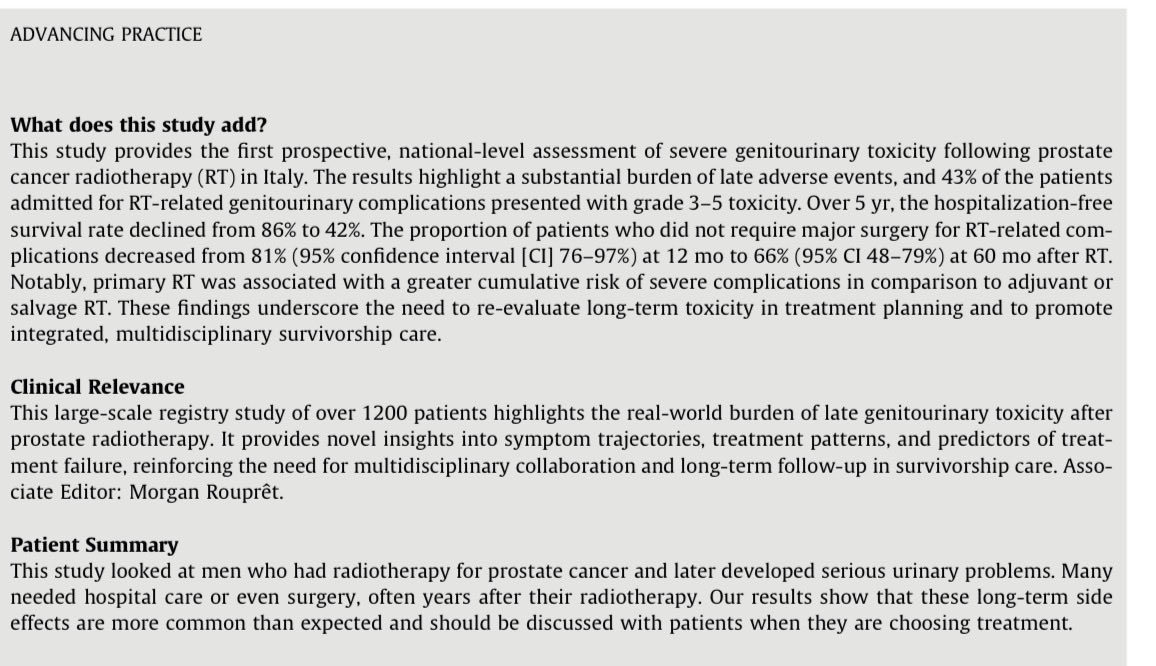 <a href="/LauraBukavinaMD/">Laura Bukavina</a> <a href="/_ShankarSiva/">Shankar Siva</a> <a href="/EurUrolOncol/">European Urology Oncology</a> It’s a good job that we did speak up, because the infographic is the least of the problems. This summary box is in the “manuscript itself” and was apparently written by the editors, not the authors. Contains mistakes and an unfounded Patient Summary to influence patient choice