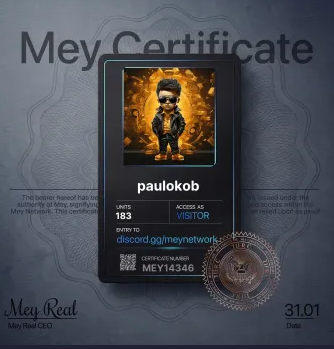 Claimed my **MEY Certificate**.

Unlocked my Visitor role inside MEY's Discord HQ.

Which tier did you get?

 discord.gg/4MptAthVP6