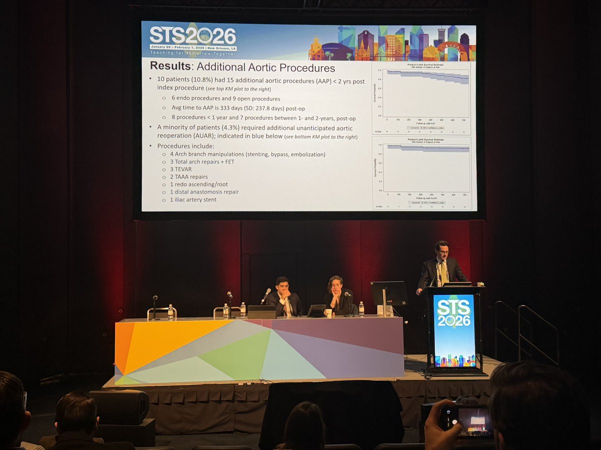 UABCTSResidency's tweet photo. Congrats to @KyleEudaileyMD for an excellent presentation on the 2 year results of the PERSEVERE trial for TAAD with malperfusion #AortaEd #whyUABCT #STS2026 @STS_CTsurgery @UABSurgery https://t.co/TyhLhXmI7j
