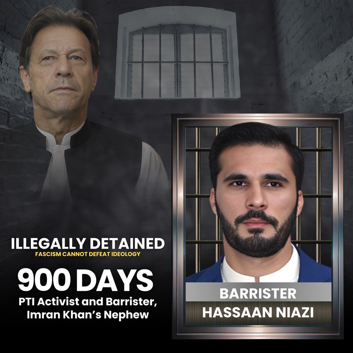 غیر قانونی ملٹری ٹرائل 900 دن کی قید اور انصاف سے محرومی:

حسان نیازی کا قصور عمران خان کا بھانجا ہونا ، قانون کی بالادستی کی بات کرنا، ظالم کے سامنے سر نہ جھکانا ہے۔

دنیا بھر میں ناجائز قرار پانے والے ملٹری ٹرائلز کو جب سپریم کورٹ آف پاکستان نے جائز قرار دیا تو ساتھ ایک حکم دیا
