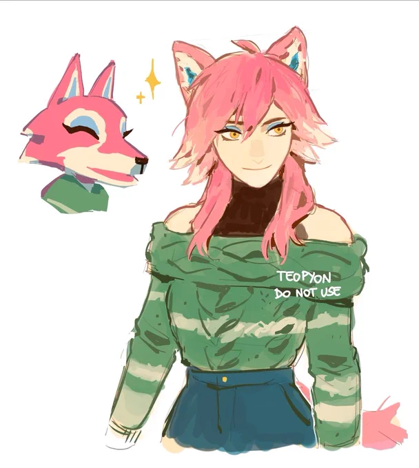 I wanted to try drawing Freya's semi-human ver #freya #animalcrossing #acnh