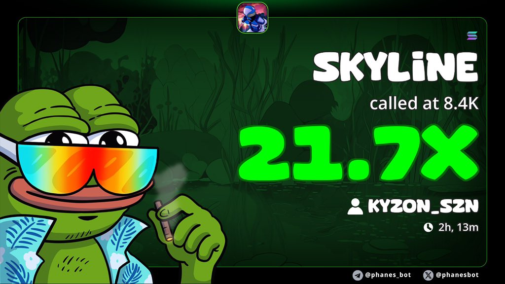 $SKYLINE sending to millions and beyond 
21.7x profit 🔥MORE THAN  2100% PROFIT🔥 

An early entry for all my TG subscribers at 8k MC if you were my Tg  🔥🔥 make sure you join TG 👇

We’re catching every runner, Join TG to make profit and our my calls t.me/Frontrunners_T…