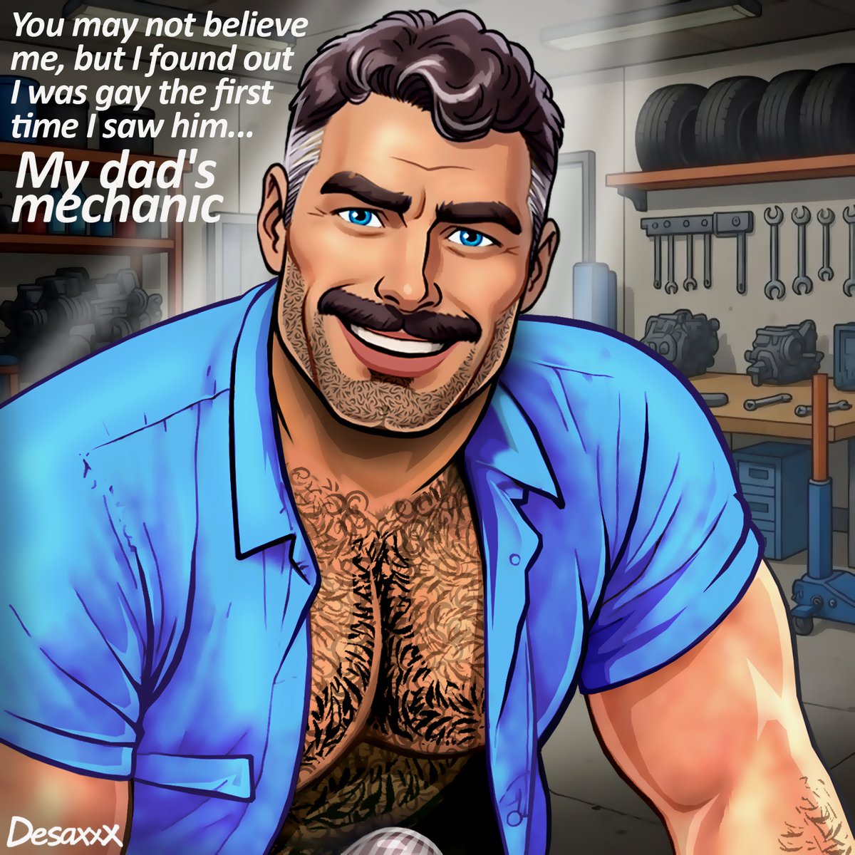 How do you prefer my mechanic, with a tank top or with open overalls?