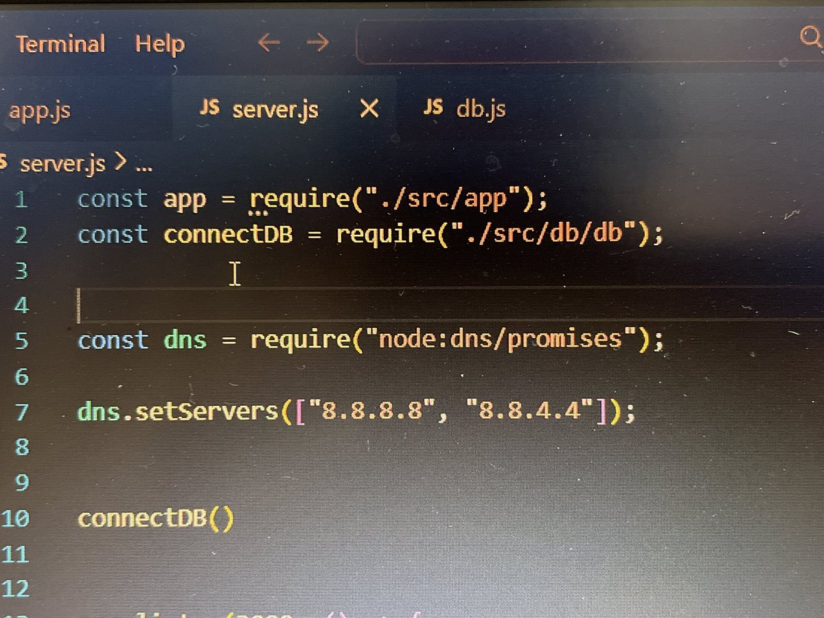 RasoolYall22013's tweet photo. Fix for querySrv ECONNREFUSED (Node.js + MongoDB Atlas) 🚨

Add this in your code 👇

const dns = require("node:dns/promises");
dns.setServers(["8.8.8.8", "8.8.4.4"]);

DNS issue was the cause
Hope this helps someone 💯

#NodeJS #MongoDBAtlas #Mongoose #Debugging #100xdevs https://t.co/IpRmvPlPx0