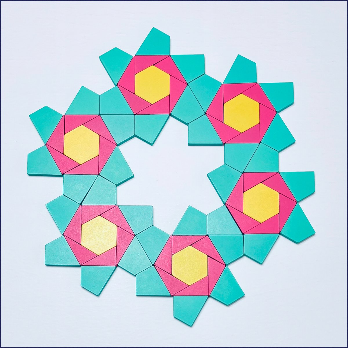 This February, I will be using pattern blocks to create circular arrangements of flower-like shapes, inspired by a recent blog post by <a href="/MathHappensOrg/">MathHappens</a> on building a “Versatile Garden.” #21CenturyPB