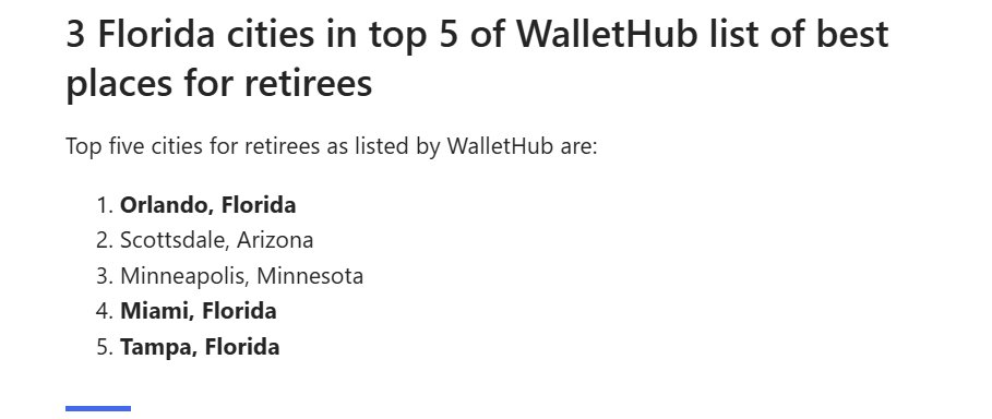 Who, no why do they post this crap? Those 3 cities in FL??? Maybe, just maybe Miami, since you're close to the Keys, but still?
And Minneapolis?????????????