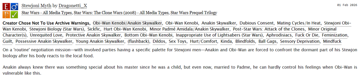 DragonettiNara's tweet photo. https://t.co/86sBk9ivPr

Completed #obikin !! Obi-Wan accidentally drinks something which triggers his Stewjoni heat cycles... https://t.co/BfWDCO70V5