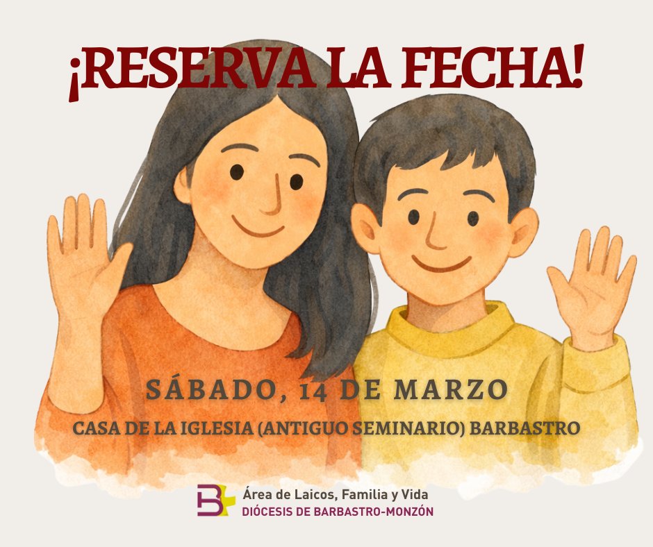 ¡La alegría de los más pequeños nos contagia y nos impulsa! El próximo sábado, 14 de marzo, en la Casa de la Iglesia (Antiguo Seminario) de Barbastro, tendremos un encuentro muy especial para toda la familia. ¡Reserva la fecha y no te lo pierdas!