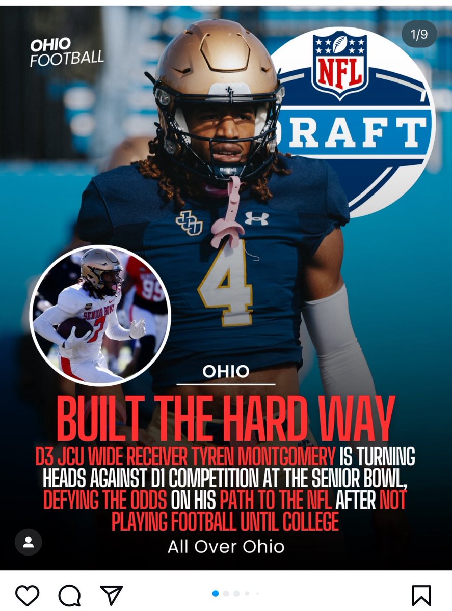 Ty Montgomery not only raised his NFL draft stock this week at the <a href="/seniorbowl/">Panini Senior Bowl</a> , he also raised the national profile of John Carroll University. We are proud to call him a Blue Streak!  #GoStreaks #ItsaCarrollThing⚡️ <a href="/jcusports/">John Carroll Sports</a> <a href="/JCUFootball/">John Carroll Football</a> <a href="/JohnCarrollU/">John Carroll University</a>