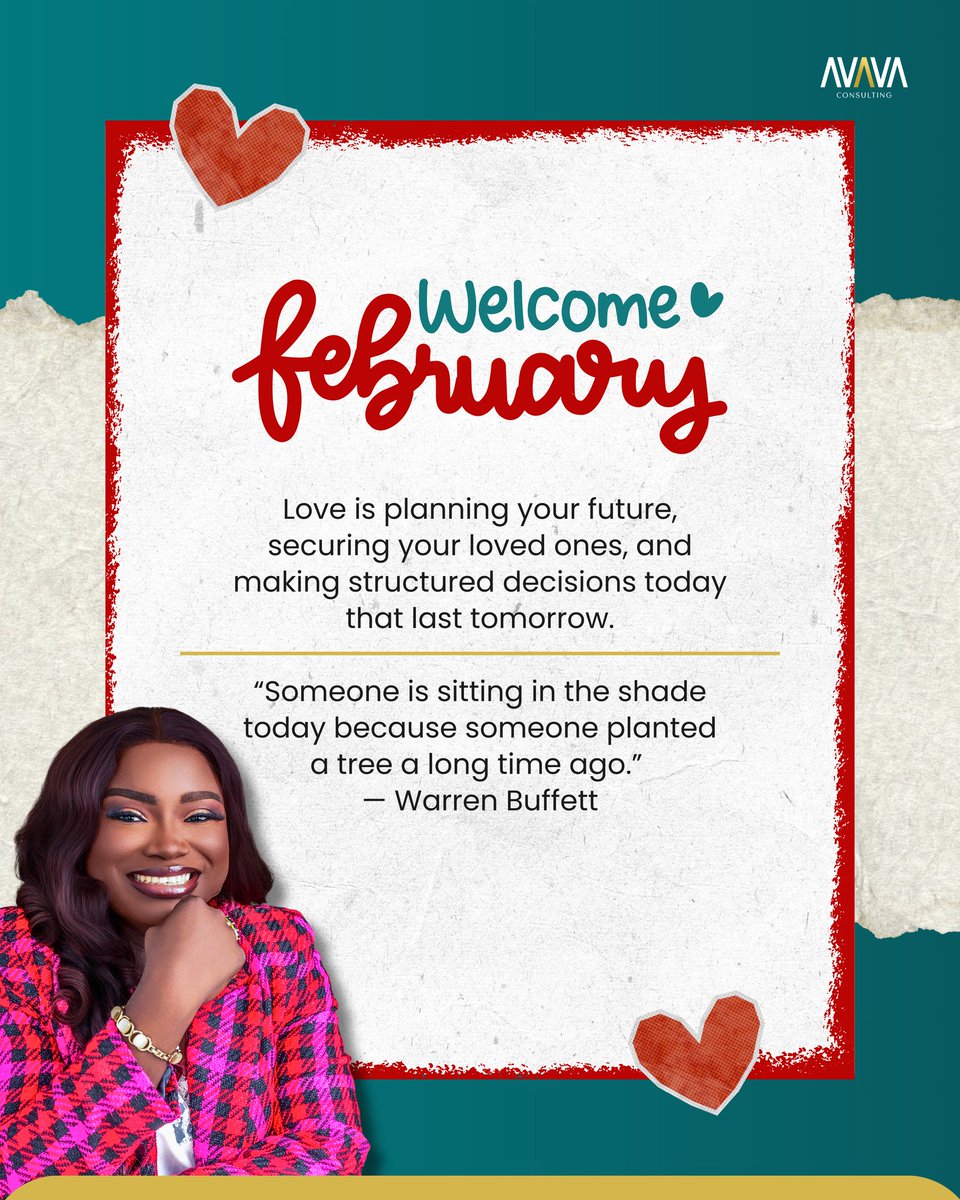 aderonkeavava's tweet image. Welcome to February 🤍
Love looks like planning ahead, protecting what matters, and making decisions today that your future will thank you for.#StructuredLove  #FutureFocused #Financialwisdom #aderonkeavava
#AvavaConsulting