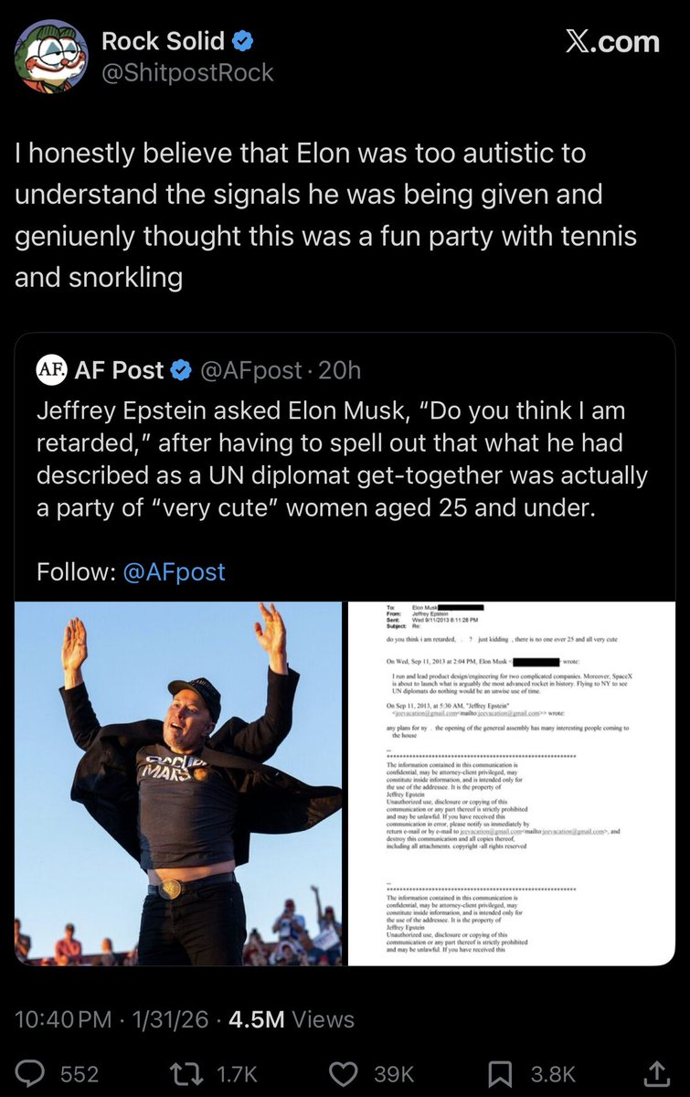 Elon specifically hires young attractive women to be flight attendants for SpaceX and forces them to massage him. He sexually assaulted at least one of them and paid her $200K for silence. He knows what he’s doing