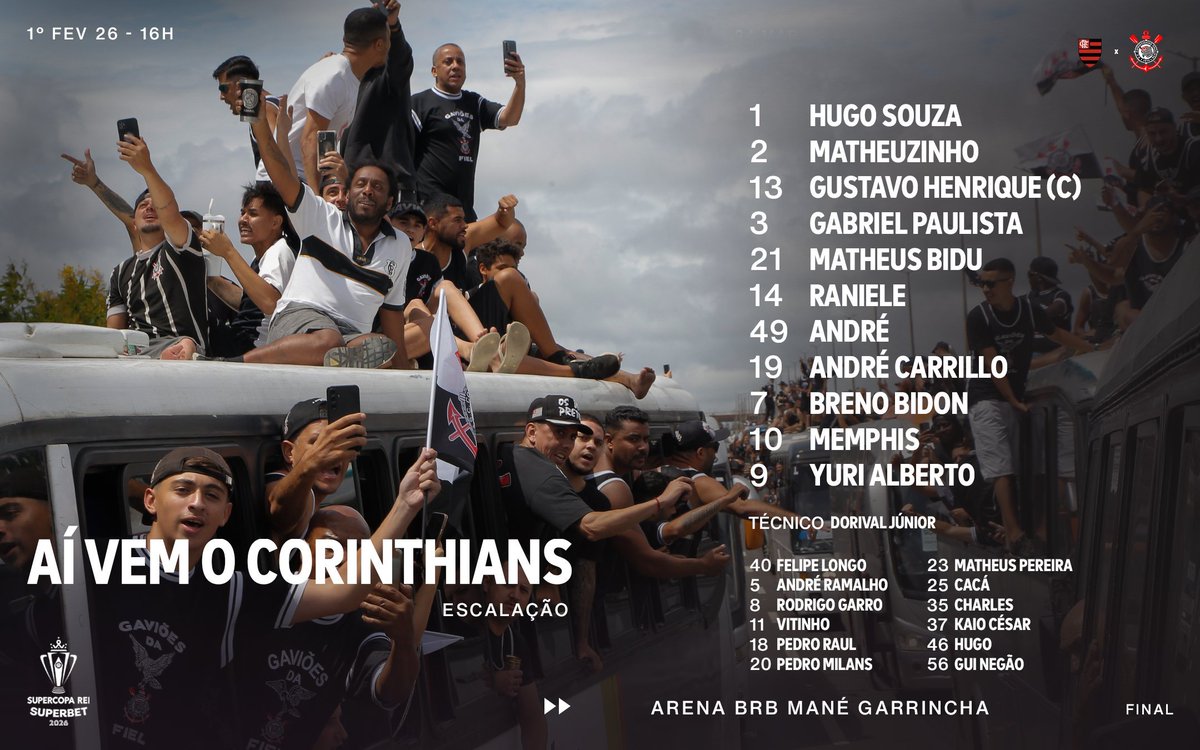PatoCornejo's tweet photo. Fin del 1T en Brasilia
@Corinthians 1
@Flamengo 0
1x0 Gabriel Paulista de zurda
#SuperCopadeBrasil
. https://t.co/ShmCmc9ya9