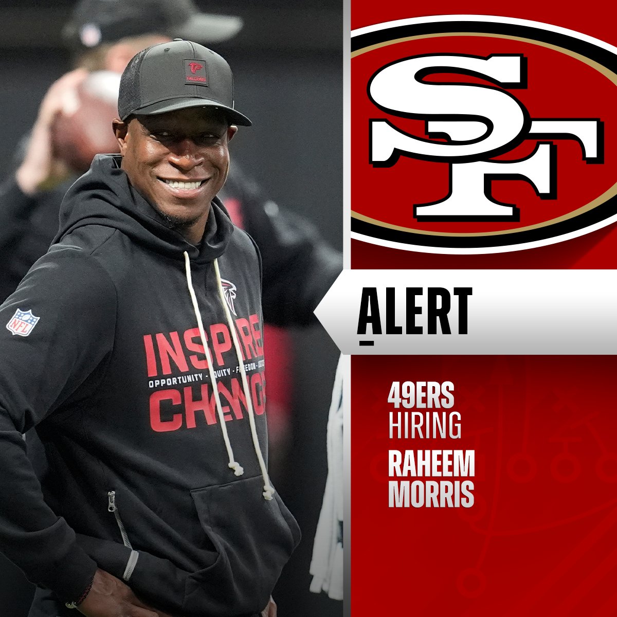 49ers hiring former Falcons head coach Raheem Morris as their defensive coordinator. (via @rapsheet, @tompelissero)