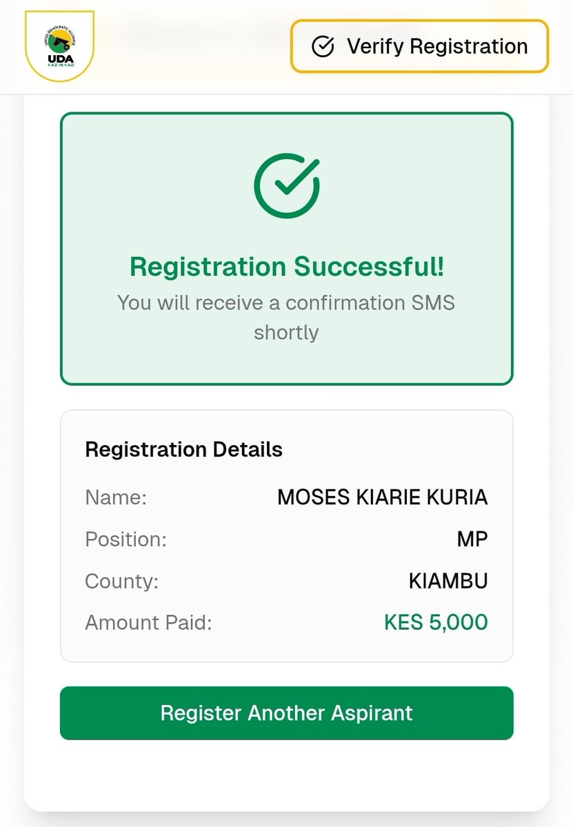 HonMoses_Kuria's tweet image. I've registered as an aspirant to vie for Gatundu South MP on UDA ticket .