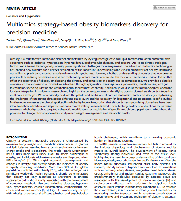 scottisaacsmd's tweet image. This review on #multiomics strategies in obesity shows how integrating #epigenetics, #transcriptomics, #proteomics, #metabolomics, and gut #microbiome data can unlock biomarker-driven precision medicine.
nature.com/articles/s4136…