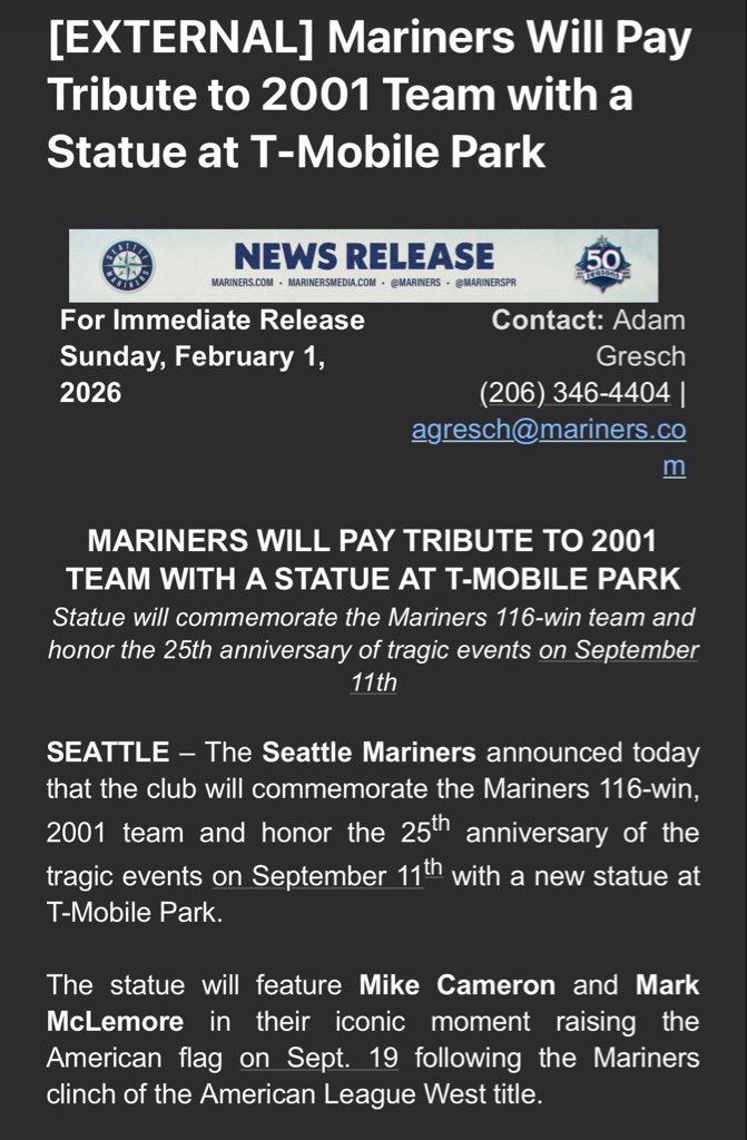 Softykjr's tweet photo. Mariner News. Whoah https://t.co/2UnCsXO4Yr