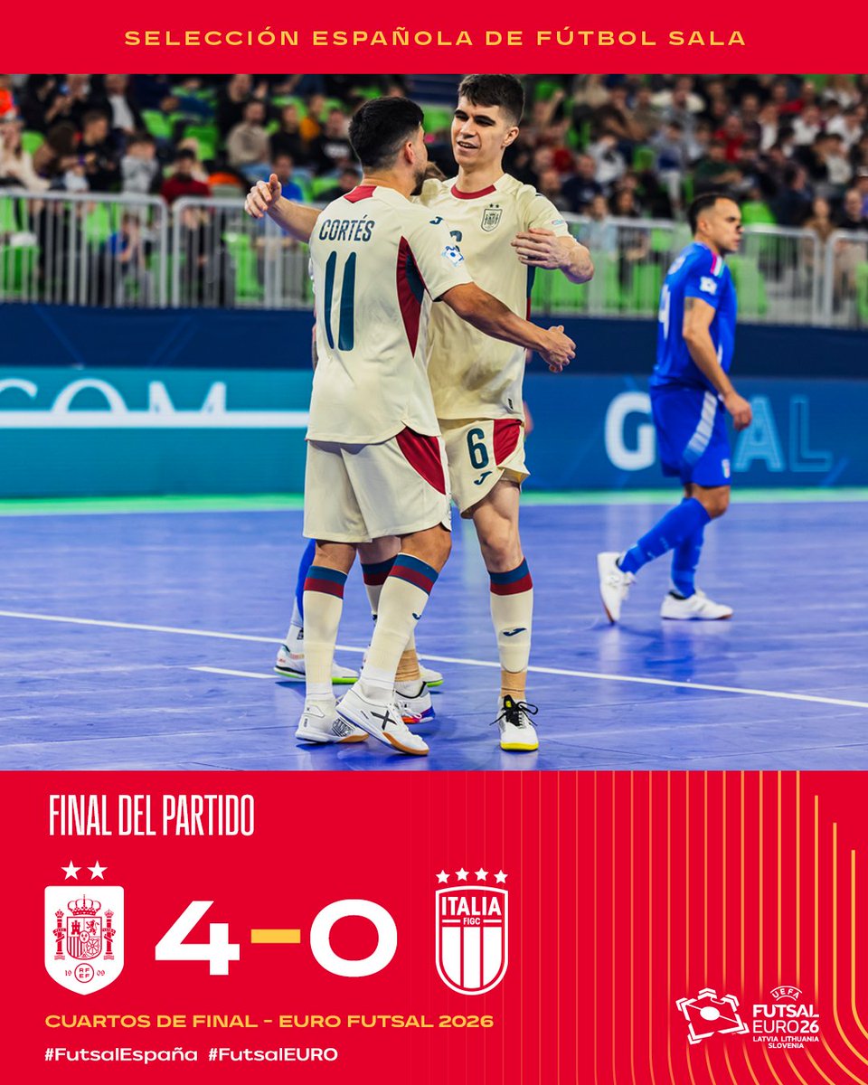 🚩 PIIIIIIIIIIIIIIII

🥳 ¡¡ESTAMOS EN SEMIFINALES DE LA #FutsalEuro!!

Vaya partidazo se han marcado nuestros jugadores. Ha sido una locura. Estos chicos son buenísimos.

🆚🇪🇸 - 🇮🇹 | 4-0 | 40'
📺 <a href="/teledeporte/">Teledeporte</a>
 
#OctavaGloria | #FutsalEuro
