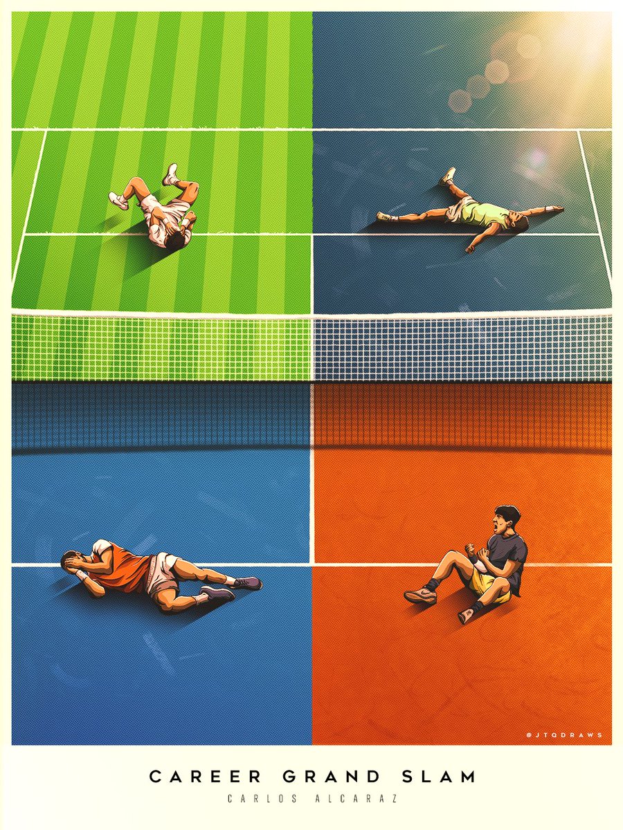 jtqdraws's tweet image. The youngest ever career Grand Slam winner. Who else? 🎾 

#AusOpen #Wimbledon #USOpen #RolandGarros #Alcaraz