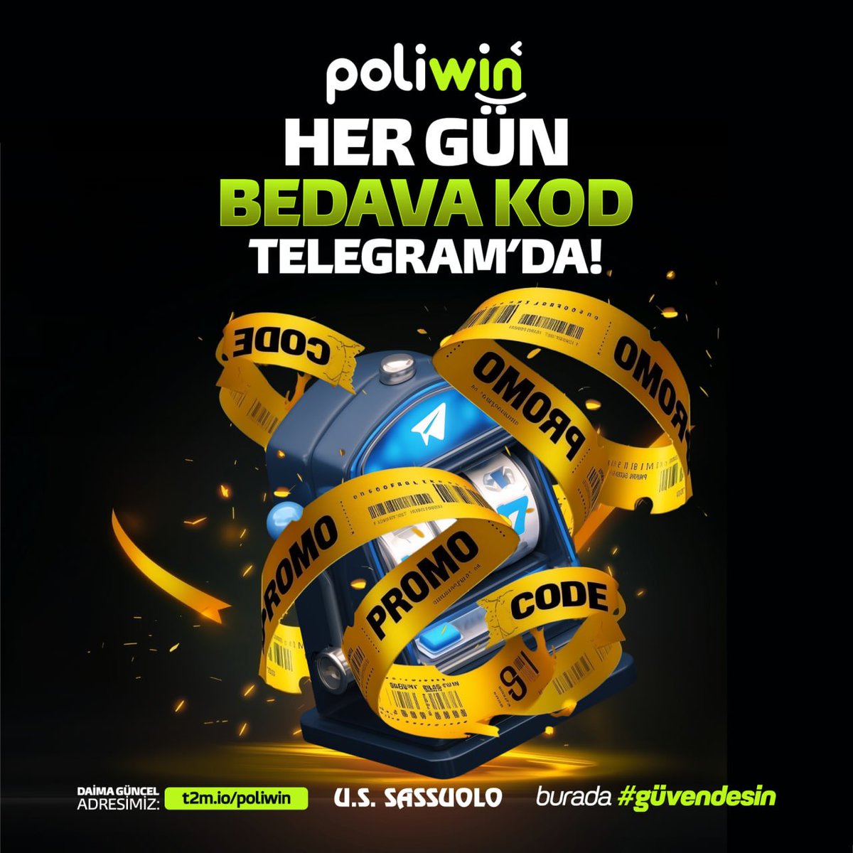 Poliwinresmi's tweet photo. 📱HER GÜN BEDAVA KOD POLİWİN TELEGRAM KANALINDA!

🎁Poliwin Telegram Kanalını Takip Ederek Her Gün Birbirinden Eşsiz Kod Fırsatlarını Kaçırma!

⭐️Fırsatları Kaçırmamak İçin Telegram Kanalımızı Takip Etmeyi Ve Bildirimleri Açmayı Unutmayın!

🔗https://t.co/wT5vwDfr0h https://t.co/Plt8eCRBAX