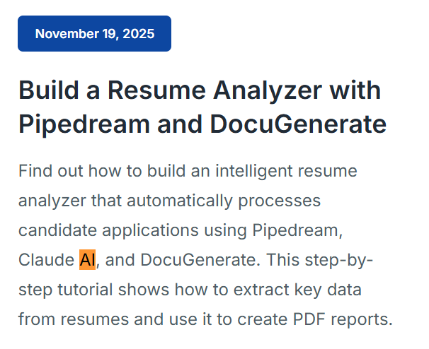 DocumentReviews's tweet photo. @Up_Slide @EpsillionSoft @aprysesolutions DocuGenerate uses AI for a resume analyzer to automatically process applications, extract key data, and create PDF reports.

@docugenerate https://t.co/5DuzovVtJU