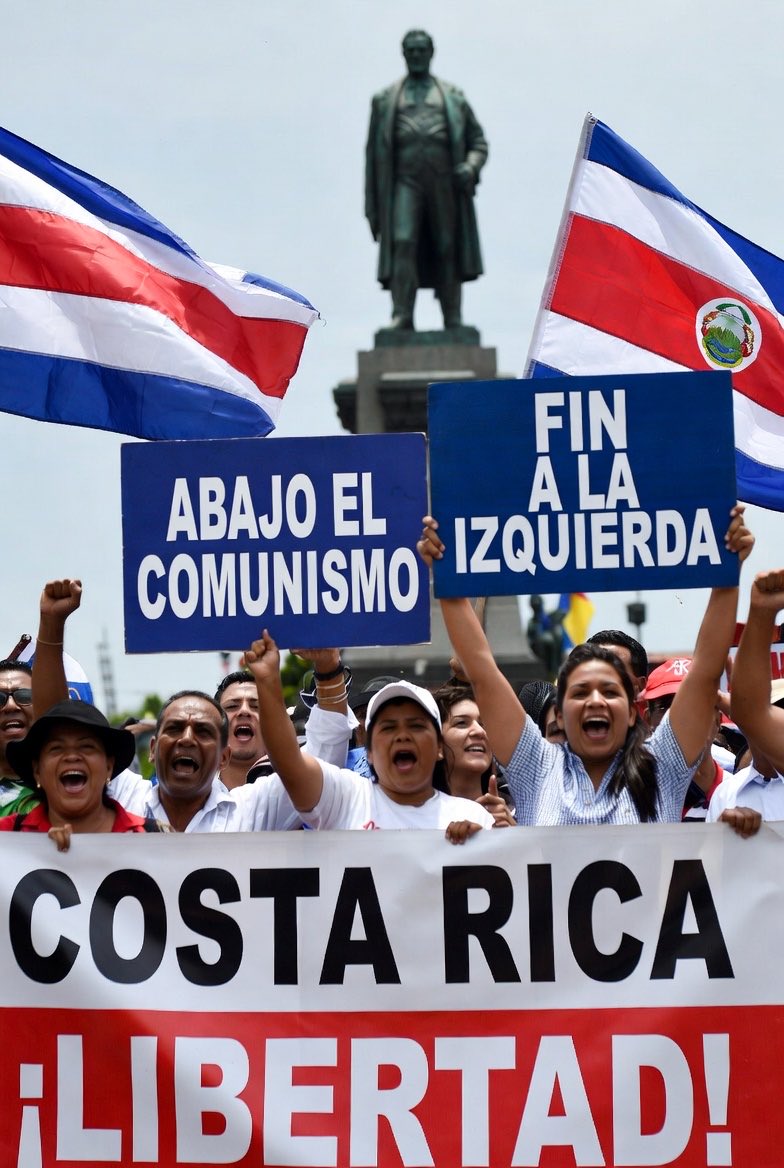 ¡Victoria de la derecha en Costa Rica! Los socialistas y comunistas que han envenenado Latinoamérica se están yendo. Ya cayeron en Bolivia, Honduras, Perú, Ecuador, Chile y Venezuela. En 2026, Petro se va, el régimen opresor de Cuba. México se queda solo.