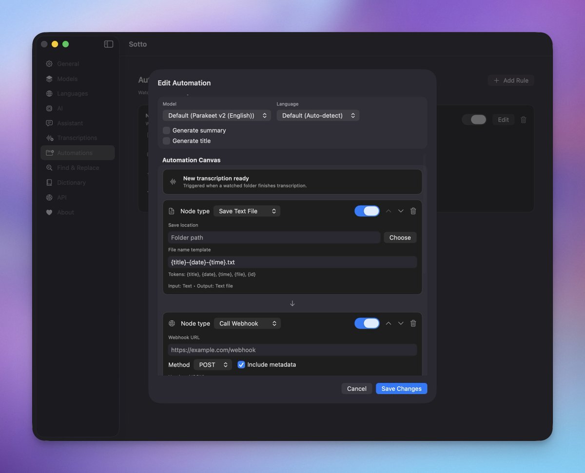 Automation canvas UI