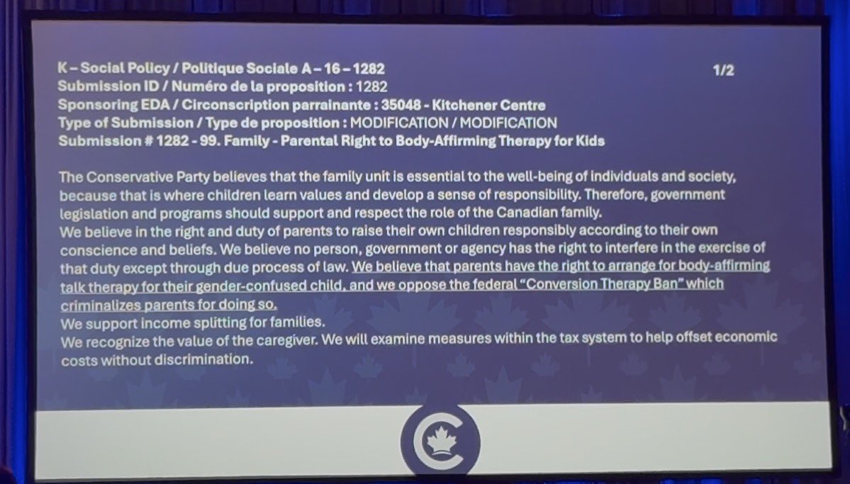 BillboardChris's tweet image. This is the policy resolution that @KronisTamara and the Conservative Party voted down. 

It needed a total majority and a majority of provinces and territories.

Beyond reprehensible that it failed.

Every single ‘Conservative’ MP should sit down with detransitioners who have…