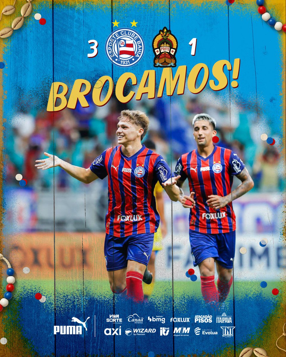 🙌🏽 JÁ TAMO NA SEMIFINAL!

Esquadrão chega a 7 triunfos em 7 jogos no ano e garante classificação com três rodadas de antecipação no Campeonato Baiano. Kauê Furquim, Dell e Michel Araujo marcaram os gols tricolores no 3 a 1 sobre o Porto. Quinta é de novo na Fonte, contra o